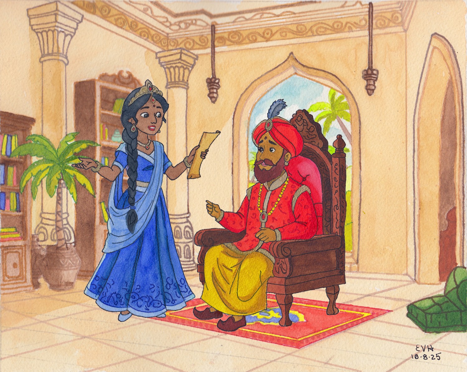 The wise princess tries to dissuade her father.