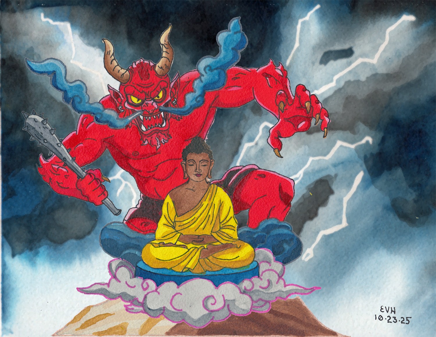 Puṇṇaka becomes a frightful demon.